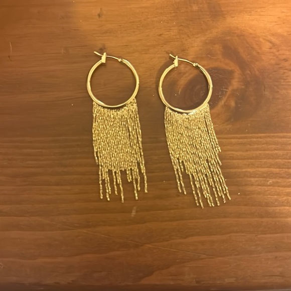 Jewelry - Gold colored tassel/hoop earrings
